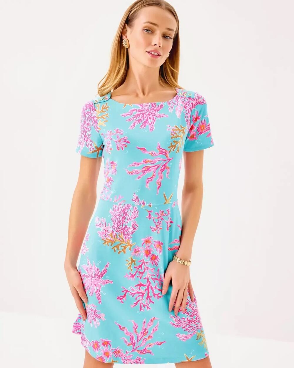 Lily Pultizer Bray UPF 50+ Shirt Dress Royal Coral Size XS